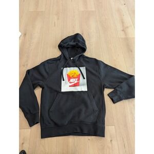 Nike NSW Waffle Fries Graphic Print Pullover Hoodie DM2274-010 Black Men's Small